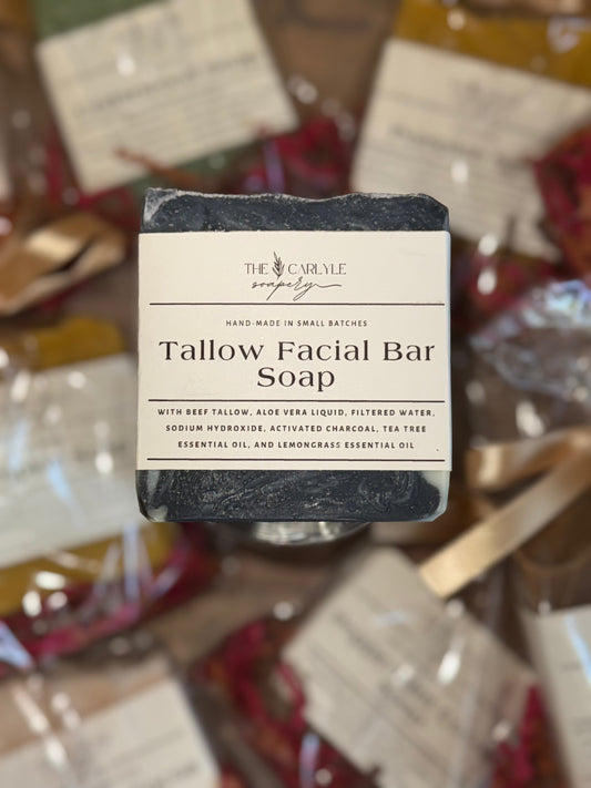 Tallow Facial Bar Soap with Activated Charcoal